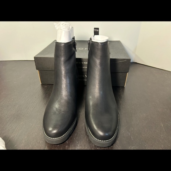 Vionic Aria Water Repellent Leather Platform Wedge Boots Black Womans 8M - Picture 4 of 16